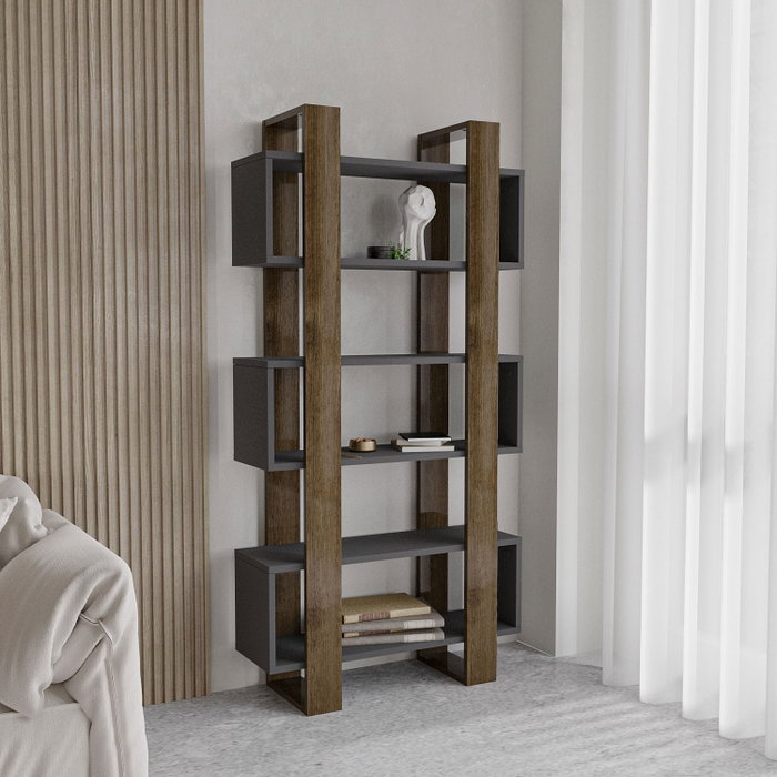 Hanah Home Estantería Milano Walnut, Anthracite - 80x160x28.6 cm